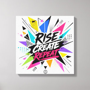 Create Grow Repeat Motivational Typography – Colou Canvas Print