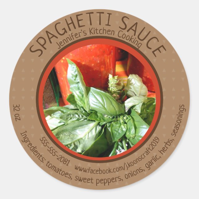 Create Homemade Spaghetti Sauce  Classic Round Sticker (Front)