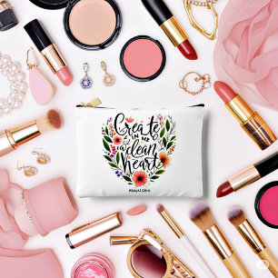 Create in Me a clean Heart floral Accessory Pouch