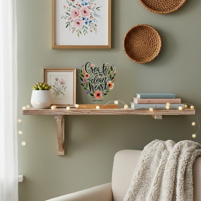 Create in Me a clean Heart floral Acrylic Sign (Creator Uploaded)