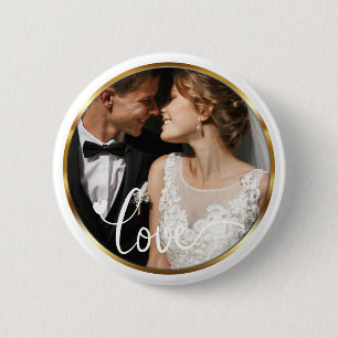 Create it yourself Love Script Gold Frame Photo 6 Cm Round Badge