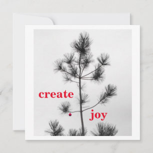 Create Joy Christmas Holidays Pine Tree Ornament Invitation
