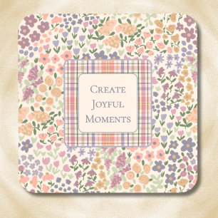 Create Joyful Moments Floral Plaid Coaster Set