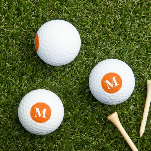 Create Make Custom Personalised Orange Monogrammed Golf Balls (Insitu Grass)