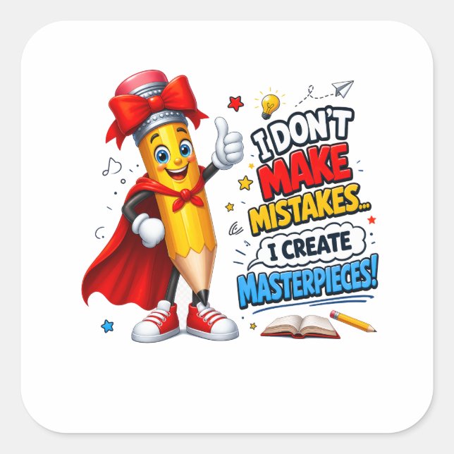 Create Masterpieces Cute Pencil Art Square Sticker (Front)