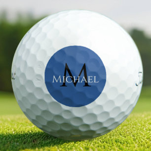 Create Monogram Name Initial Elegant Blue Golf Balls