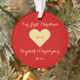 Create Mr Mrs Our First Christmas Heart Monogram Ornament