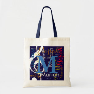 create music monogram with colour names tote bag