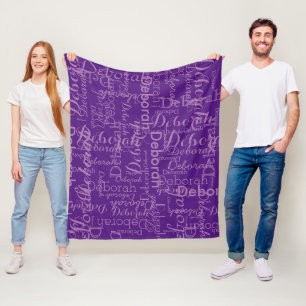 Create Name Typography Pattern for Her on purple Fleece Blanket