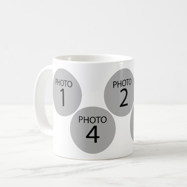 Create Original template 5 ROUND PHOTO COLLAGE Coffee Mug (Front Left)