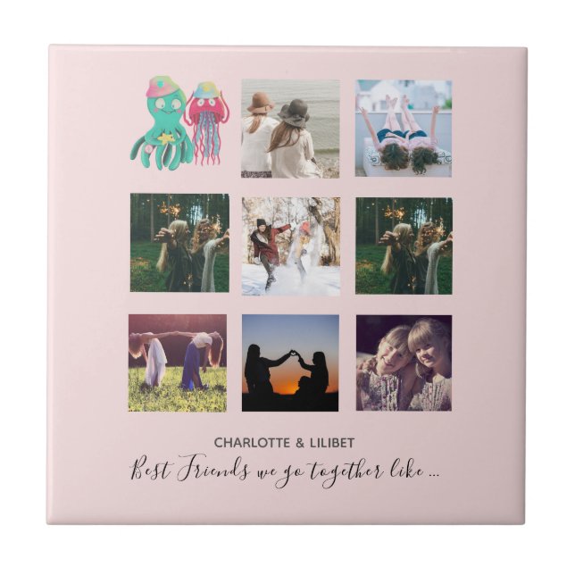 Create Own BFF Photo Collage gifts - Jellyfish Oct Tile (Front)