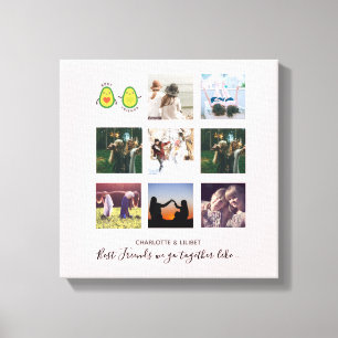 Create Own BFF Photo Collage gifts - Vegan Avocado Canvas Print