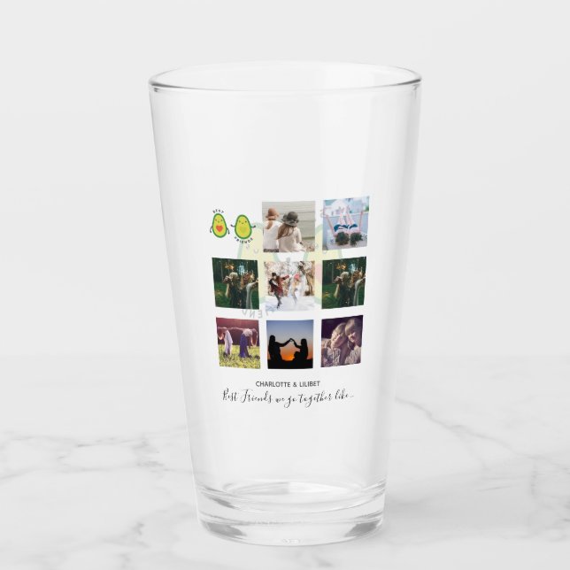 Create Own BFF Photo Collage gifts - Vegan Avocado Glass (Front)