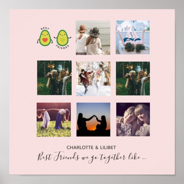Create Own BFF Photo Collage gifts - Vegan Avocado Poster (Front)
