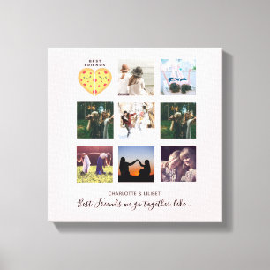 Create Own BFF Photo Collage Pizza Gift Canvas Print