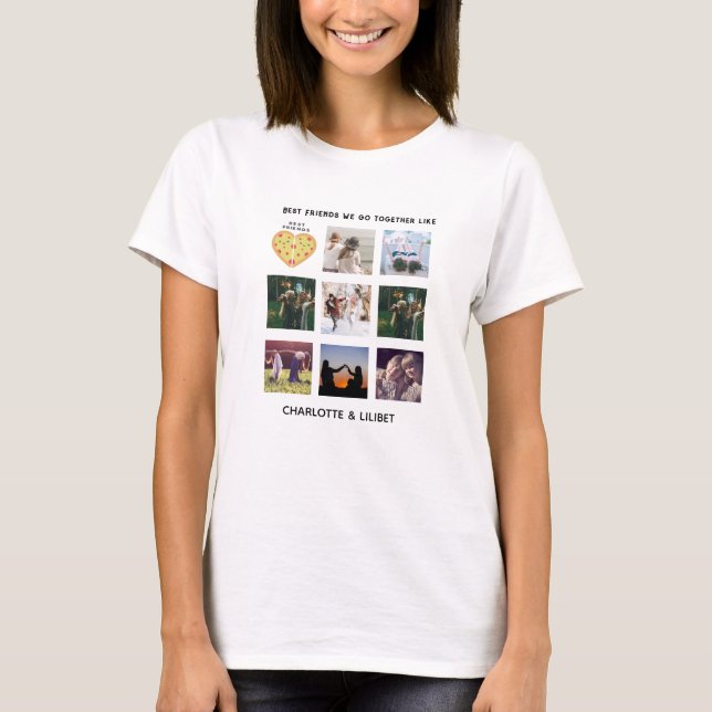 Create Own BFF Photo Collage Pizza Gift T-Shirt (Front)