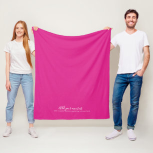 Create Own CERISE PINK Custom Text Personalised Fleece Blanket