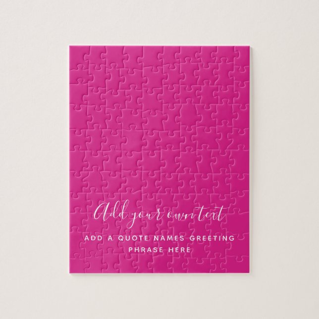 Create Own CERISE PINK Custom Text Personalised Jigsaw Puzzle (Vertical)