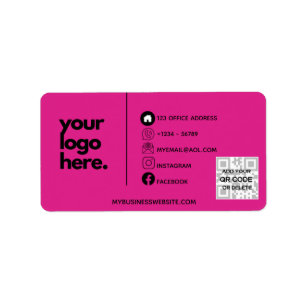 Create Own CERISE PINK QR CODE Business Card Logo  Label