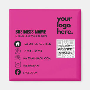 Create Own CERISE PINK QR CODE Business Card Logo  Magnet