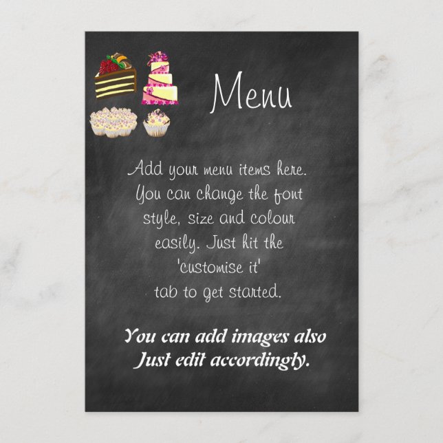 Create own chalkboard menu/flyer style Edit online Menu (Front)