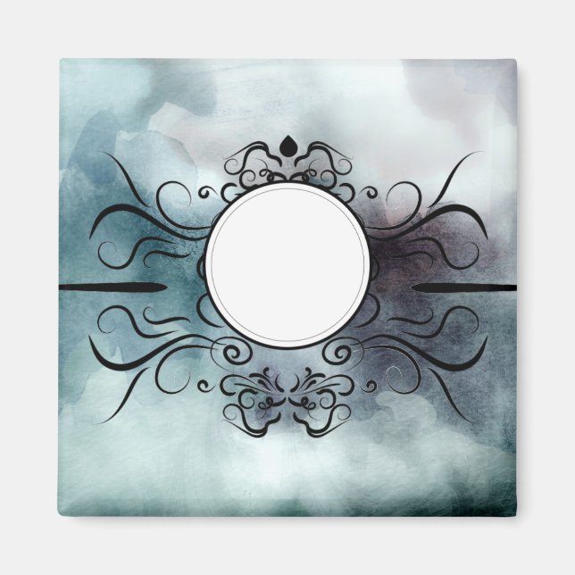 Create Own Goth Misty Blue Watercolor Personalised Magnet (Front)