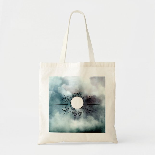 Create Own Goth Misty Blue Watercolor Personalised Tote Bag (Front)
