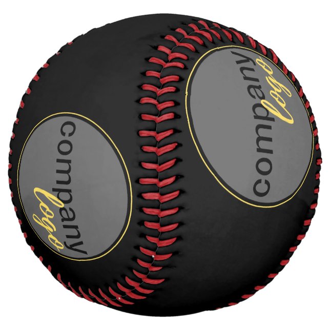 CREATE OWN LOGO BUSINESS MARKETING PROMOTION BLACK SOFTBALL (Angled)