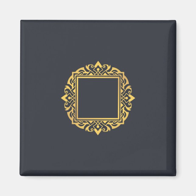 Create Own Monogram Elegant Grey Gold Personalised Magnet (Front)