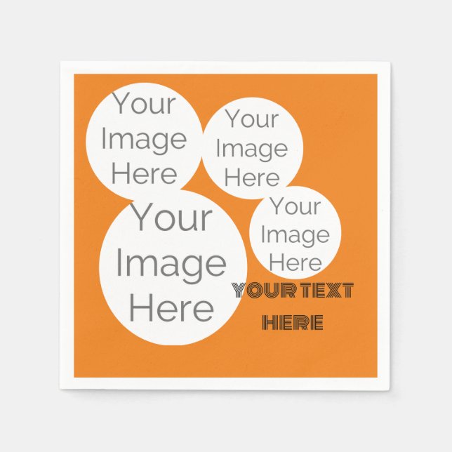 create own paper photo text napkin template orange (Front)