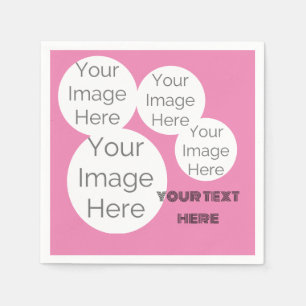 create own paper photo text napkin template pink