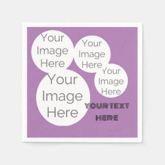 create own paper photo text napkin template purple