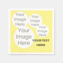 create own paper photo text napkin template yellow