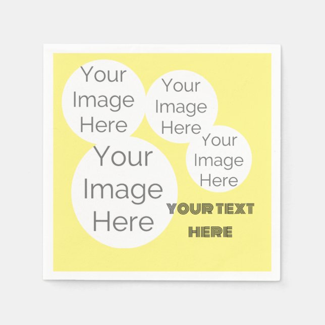 create own paper photo text napkin template yellow (Front)