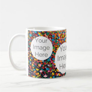 create own paper photo text template confetti coffee mug