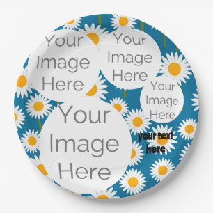 create own paper photo text template daisy plate