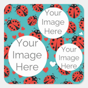 create own paper photo text template ladybug square sticker