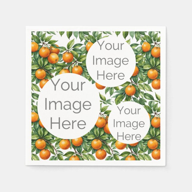 create own paper photo text template oranges napkin (Front)