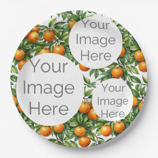 create own paper photo text template oranges paper plate