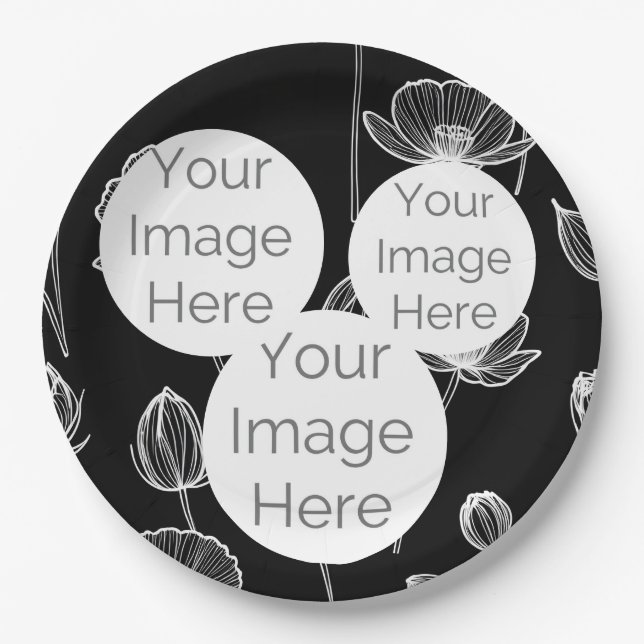 create own paper photo text template poppy plate (Front)