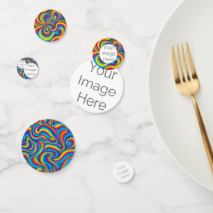 create own paper photo text template rainbow confetti