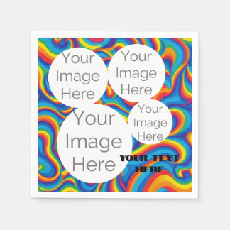 create own paper photo text template rainbow napkin