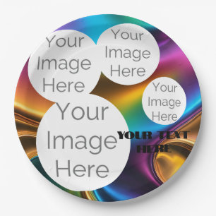 create own paper photo text template rainbow plate