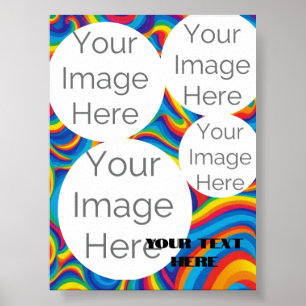 create own paper photo text template rainbow poster
