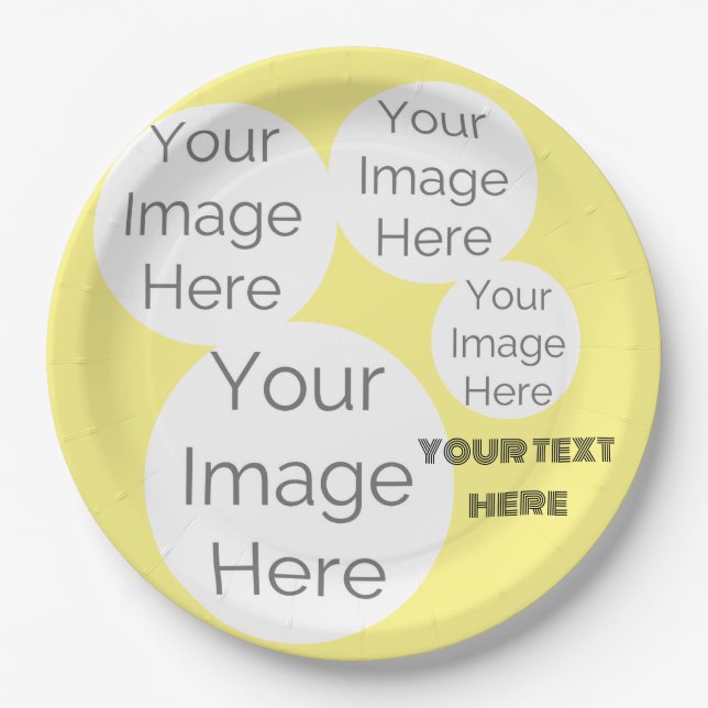 create own paper text template yellow photo plate (Front)
