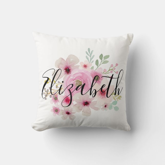 Create Own Personalised Named Girls Womans Floral Cushion (Front)