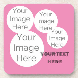 create own photo text template pink coaster