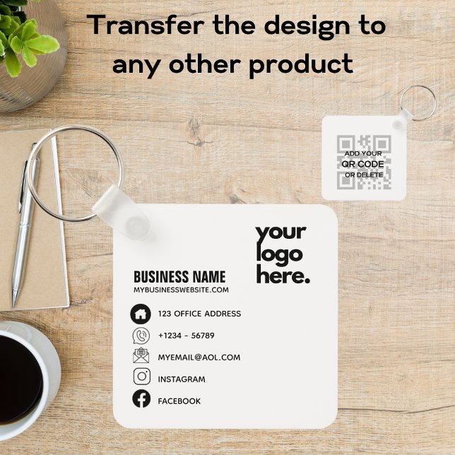Create Own QR Code Business Logo Social Media ID Key Ring (Creator Uploaded)