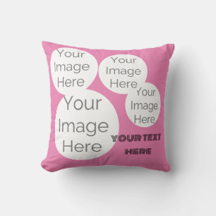 create own Throw Pillow photo text template pink