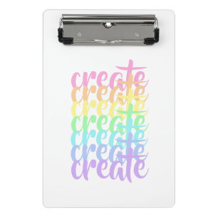 "Create" Pastel Rainbow Words Mini Clipboard
